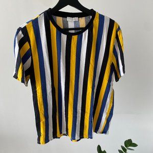 Yellow, Blue, Black Striped T-Shirt